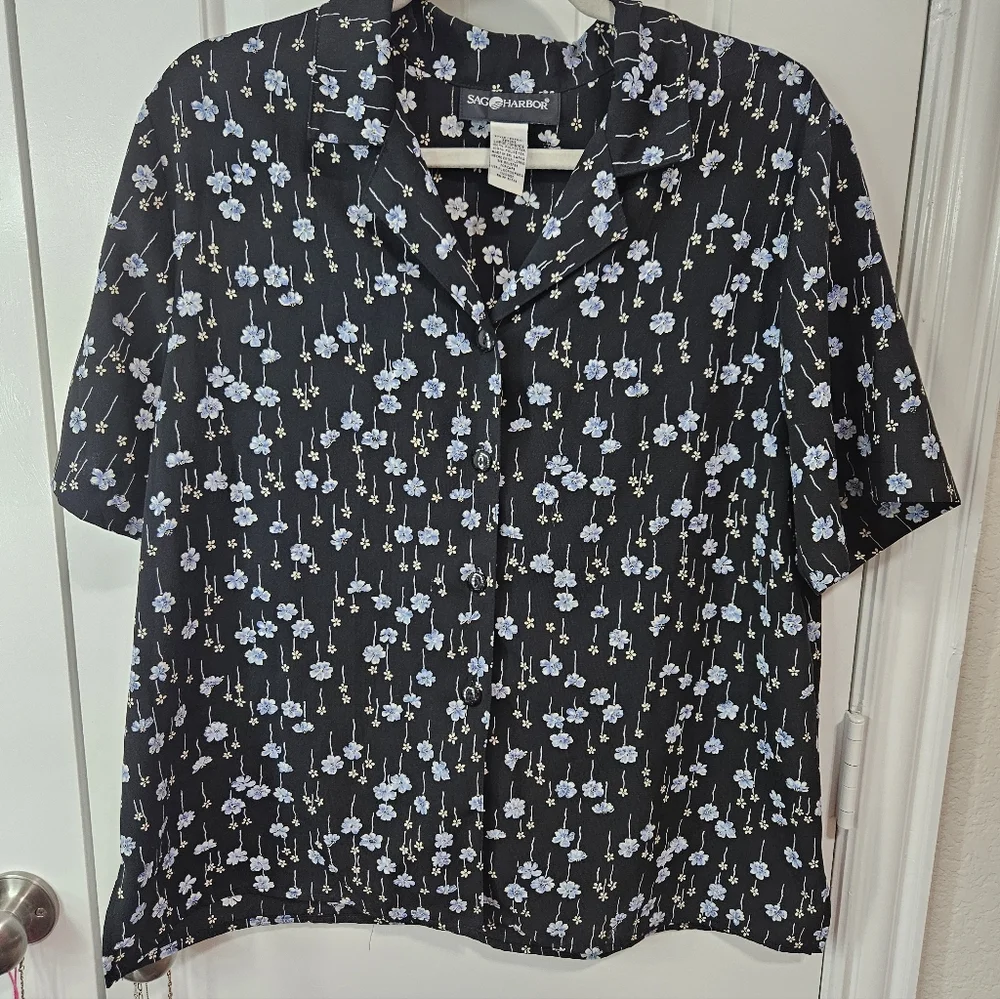 Sag Harbor Black and Blue Floral Shirt - Picture 9 of 9